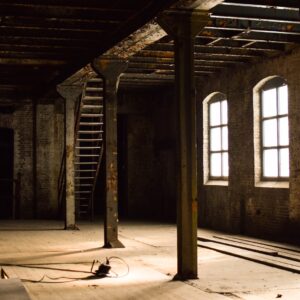 photo of gray metal posts inside building